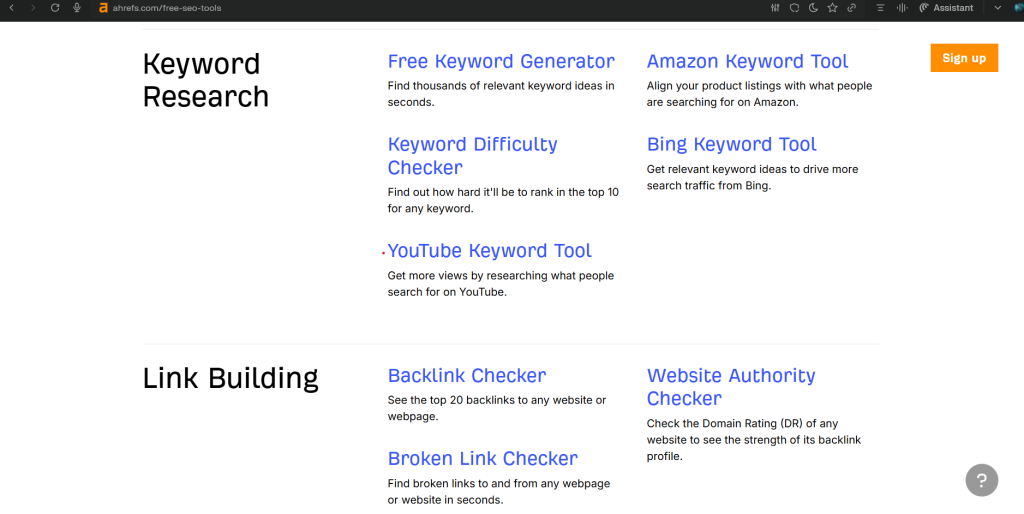 ahrefs free webmaster tools - free and best seo tools for small business owners