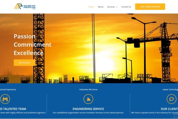 Muscat Profiles LLC website — designed and developed by Qrenzy Digital Solutions