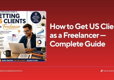 Freelancer from India working on laptop getting US clients online